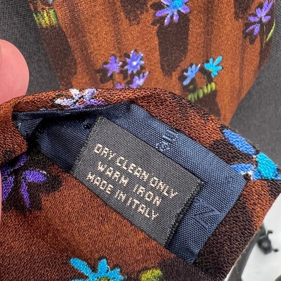 Ermenegildo Zegna 100% silk Tie Matte Brown Blue Floral Preppy Classic‎ GQ - Picture 2 of 9